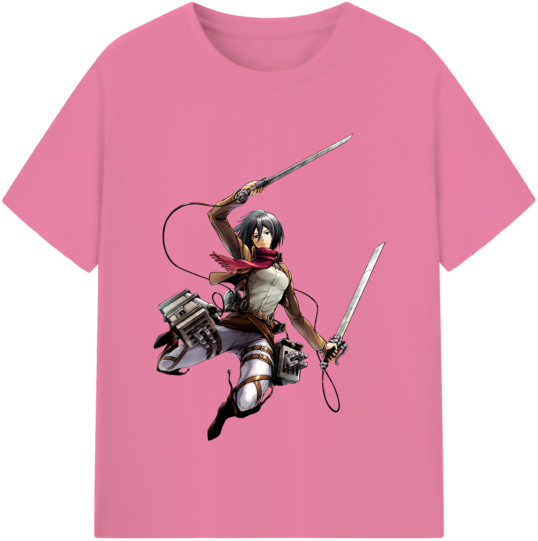（画像用） 進撃の巨人 ミカサ·アッカーマン Attack on Titan Mikasa Ackerman 綿100％半袖Tシャツ（フロントプリント）